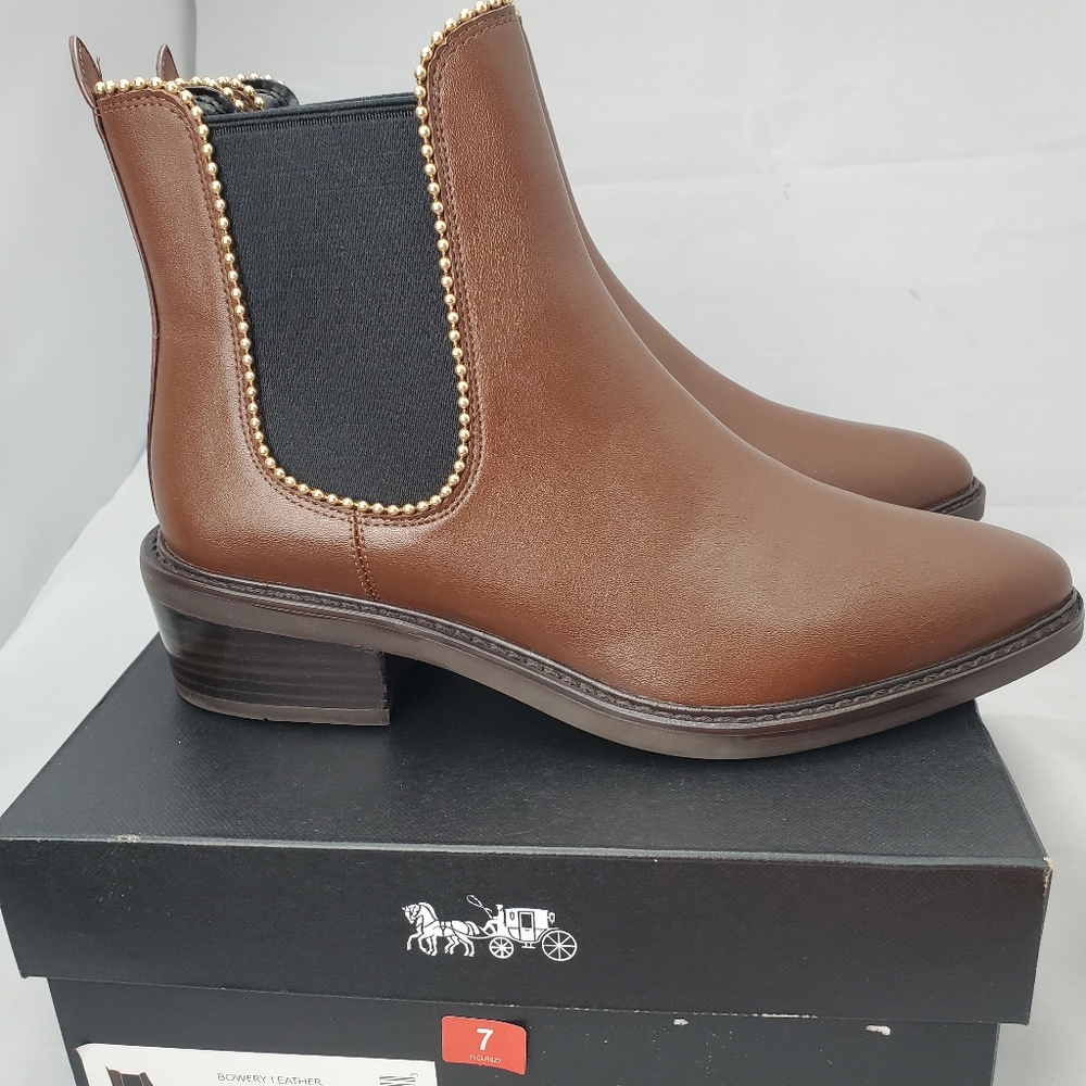 Coach Bowery Beaded Chain Chelsea Boot Size 7B - Picture 3 of 16